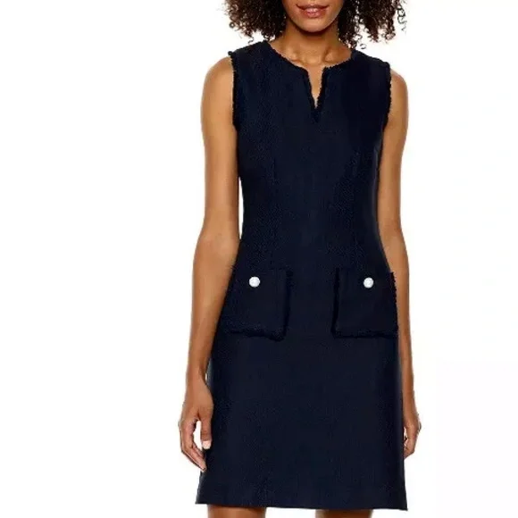 karl lagerfeld black tweed dress Women's Tweed Trim Polo Shirt Dress | Black